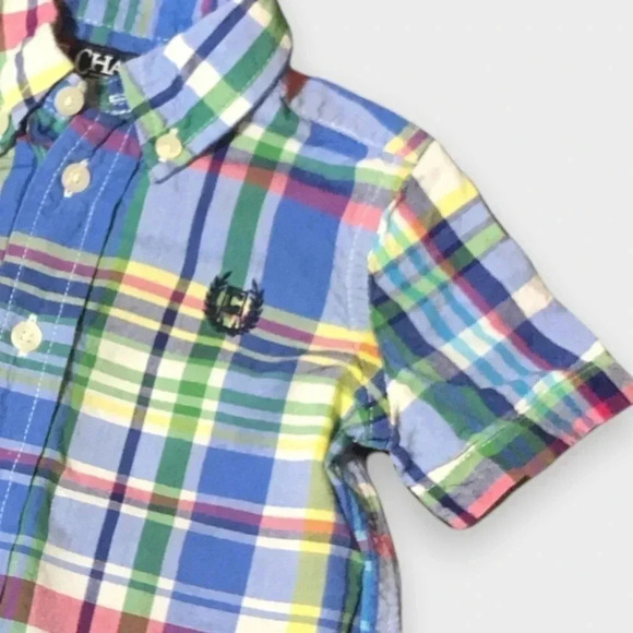 4/$20🥳 Chaps Short Sleeve Button Down Plaid Shirt - Picture 2 of 3